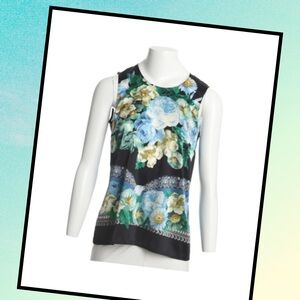 Dolce & Gabbana Blue and Yellow Graphic Fitted Tank Top
